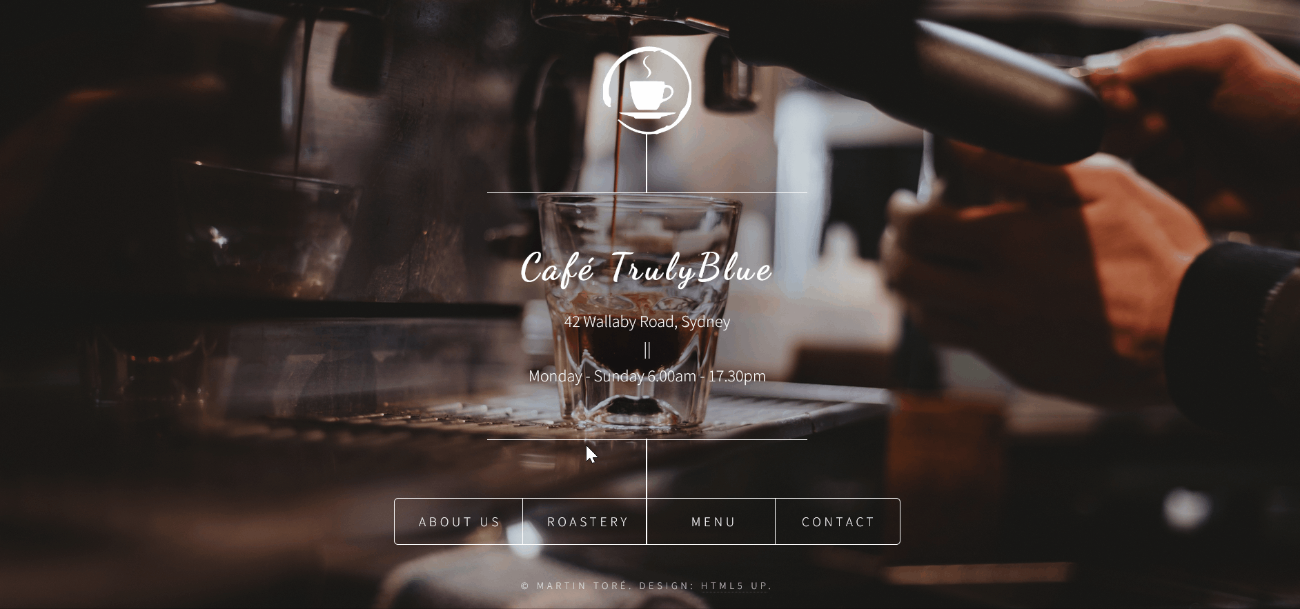 gif of cafe website